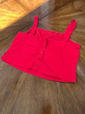 Girls Red Button-Front Tank Top